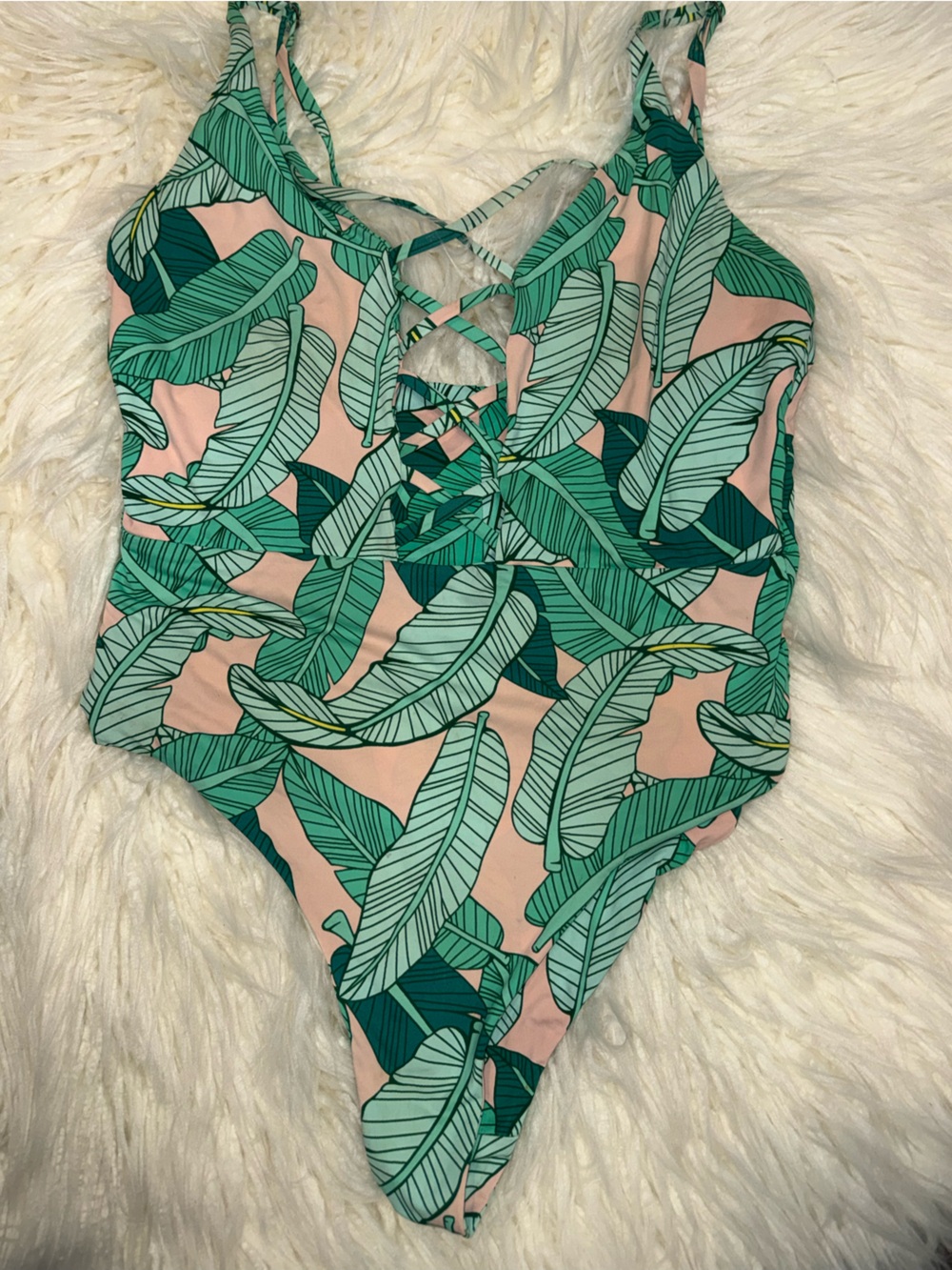 Palm leaf one piece swim